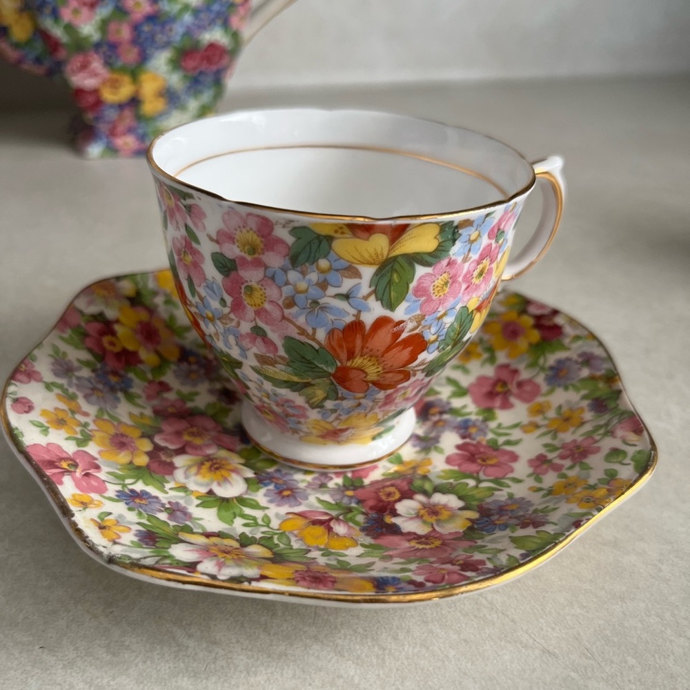 Vintage floral chintz tea cup